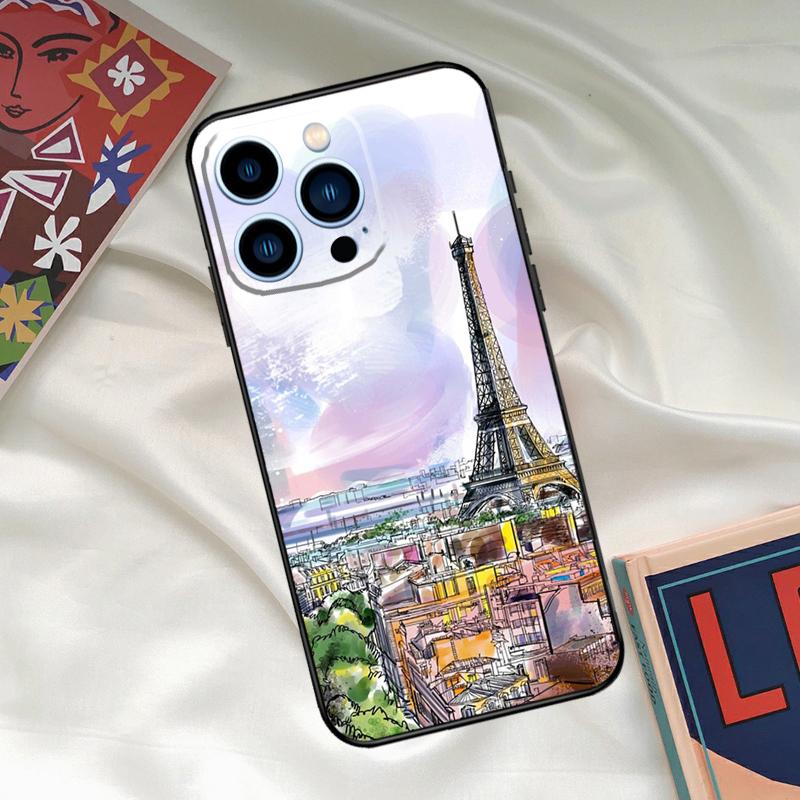 France Paris Eiffel Tower Phone Case For iPhone 16 15 14 13 12 11 17 Pro Max 15 16 Plus 12 Mini 16e 17 Air Funda Cover