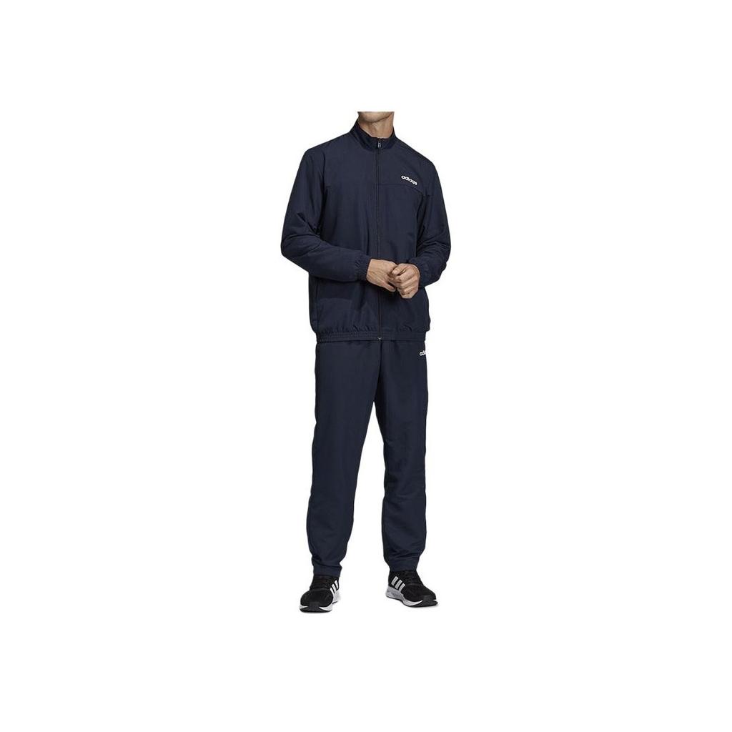 adidas Windproof Stand Collar Long Sleeve Top Comfortable Elastic Pants Casual Sports Suit Men Suit Black Blue DV2462