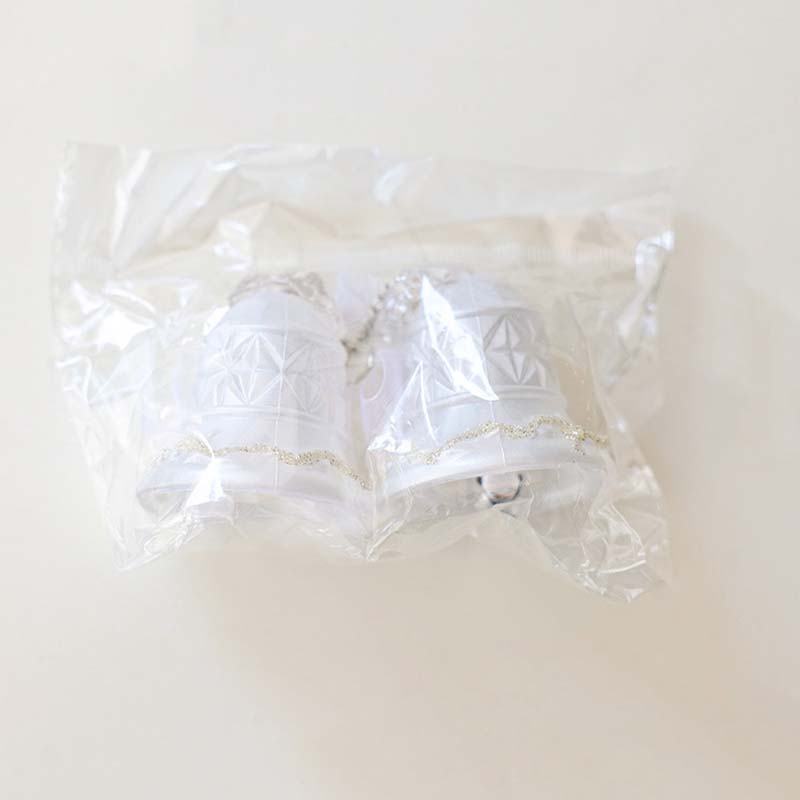 WTEMPO White Lace Ribbon Bells Christmas Tree Hanging Pendents Acrylic Crystal Snowflake Hanging Ornaments Festive Store Scene Christmas Decoration