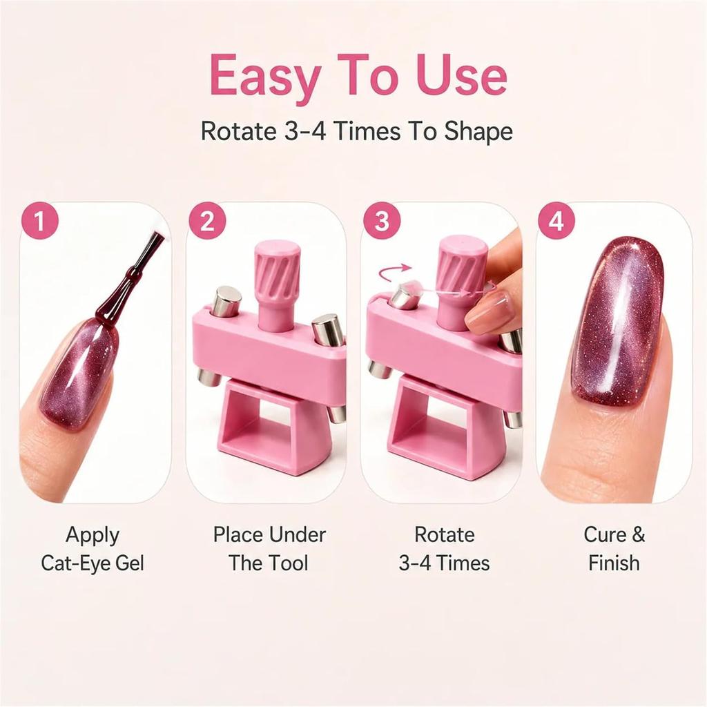 Glass Bead Nail Magnetic Tool, Nail Magnet Spinner for Cat Eye Gel, 3D Cat-Eye Manicure Tool, Get the Perfect Center Round Cat Eye Effect (Green)