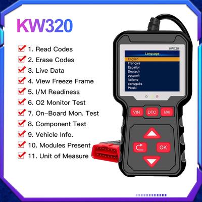 KONNWEI KW320 Obd2 Car Scanner Obd Auto Tools Obd 2 Diagnostic Tool Profesionální automobilový skener Čtečka kódů pro auto