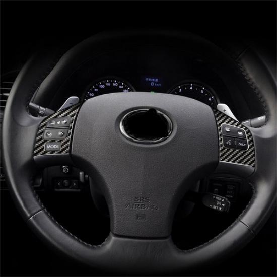 2Pcs Carbon Fiber Steering Wheel Button Cover Trim For Lexus IS250 IS350 2006-12