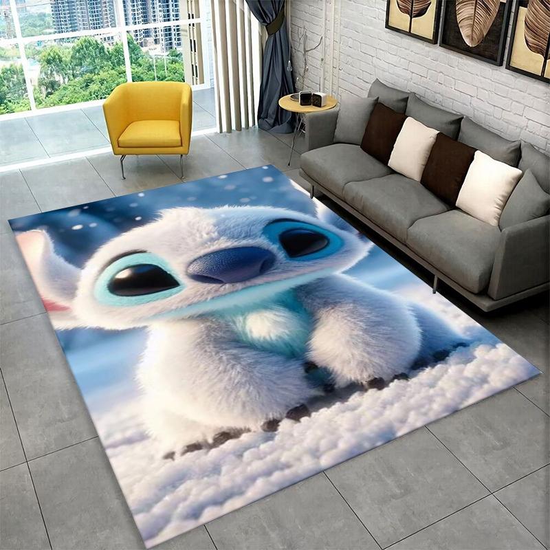 MINISO Stitch Angel Cartoon Carpet Rug for Playroom Bedroom Living Room Sofa Home Decor,kids Game Area Rug Non-slip Floor Mat