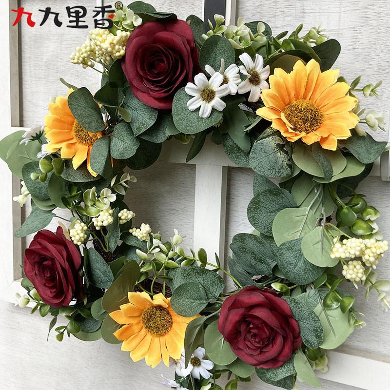 American Large British Princess Rose Eucalyptus Leaf Simulation Wreath Eucalyptus Wreath Money Leaf Wreath