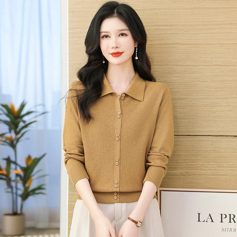 Women's Knitted Sweater - Loose Square Collar, Plus Size, Fashion Base Shirt for Autumn/Winter, Middle-Aged Mom's Clothing 2025