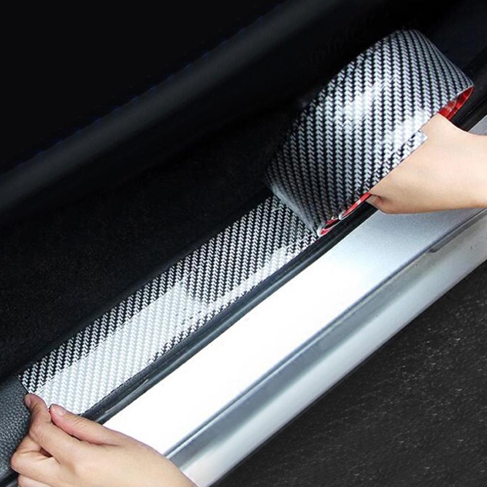 5CM*1M Car Sticker Carbon Fiber Rubber DIY Door Sill Protector Edge