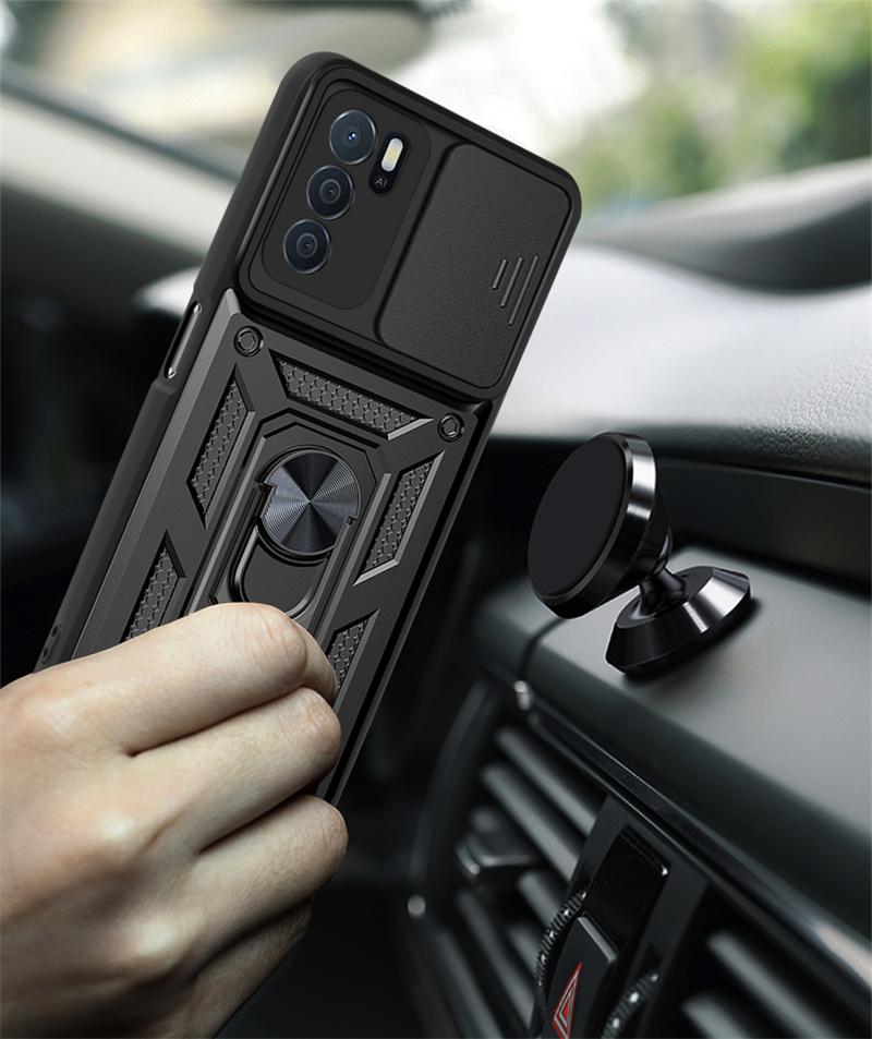 For Oppo A16 6.52 Case Car Magnetic Ring Shockproof Armor Phone Case for Oppo A16s A 16 S OppoA16 CPH2269 Stand Holder Cover