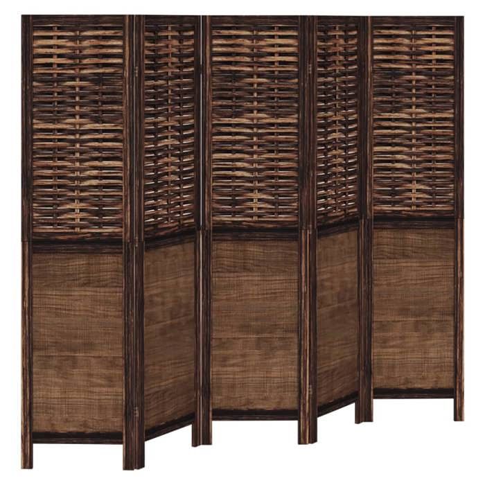 VidaXL Cloison de Séparation 5 Panneaux, Séparateur de Pièce, Écran d'Intimité, Paravent de Salon Chambre, Marron Foncé Bois 358709