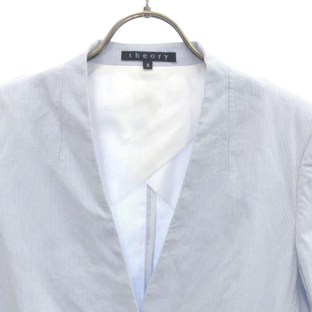 Theory Made In Japan Striped Pattern No Color Jacket 2 Blue X White Women Used