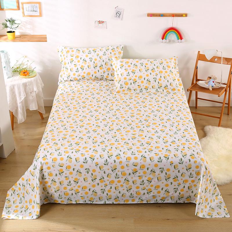 3Pcs Botanical Floral Pattern Bed Sheet Set 100% Cotton Skin-friendly Breathable Bedsheet Sets Home Flat Sheet with Pillowcases