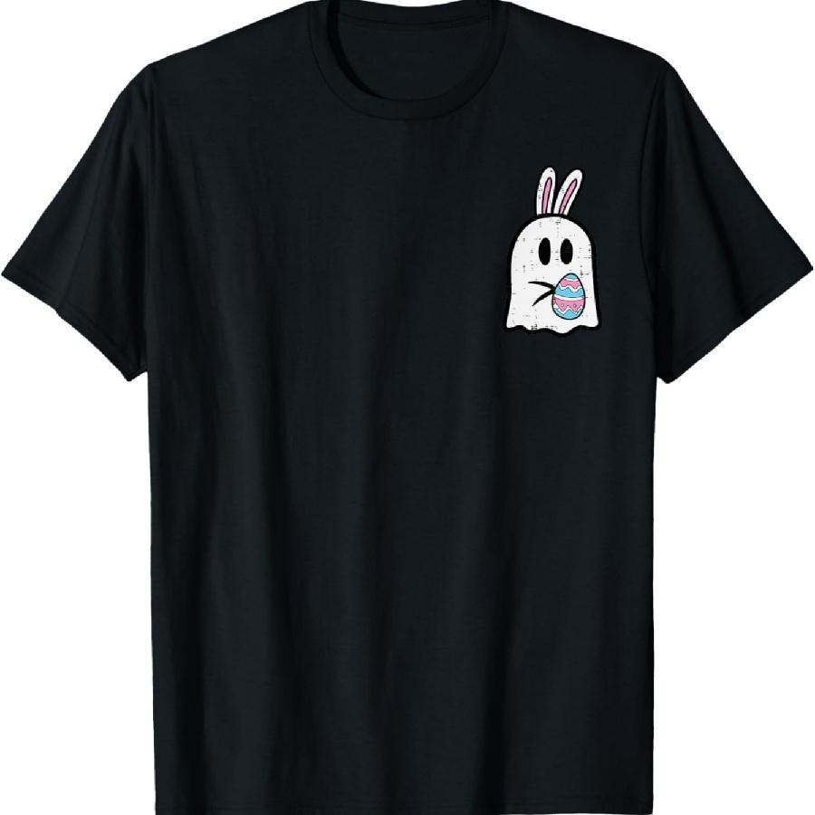 Easter Ghost Bunny Egg Pocket Funny Rabbit Women Kids Men T-Shirt