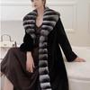 Women's Long Velvet Mink Fur Trench Coat