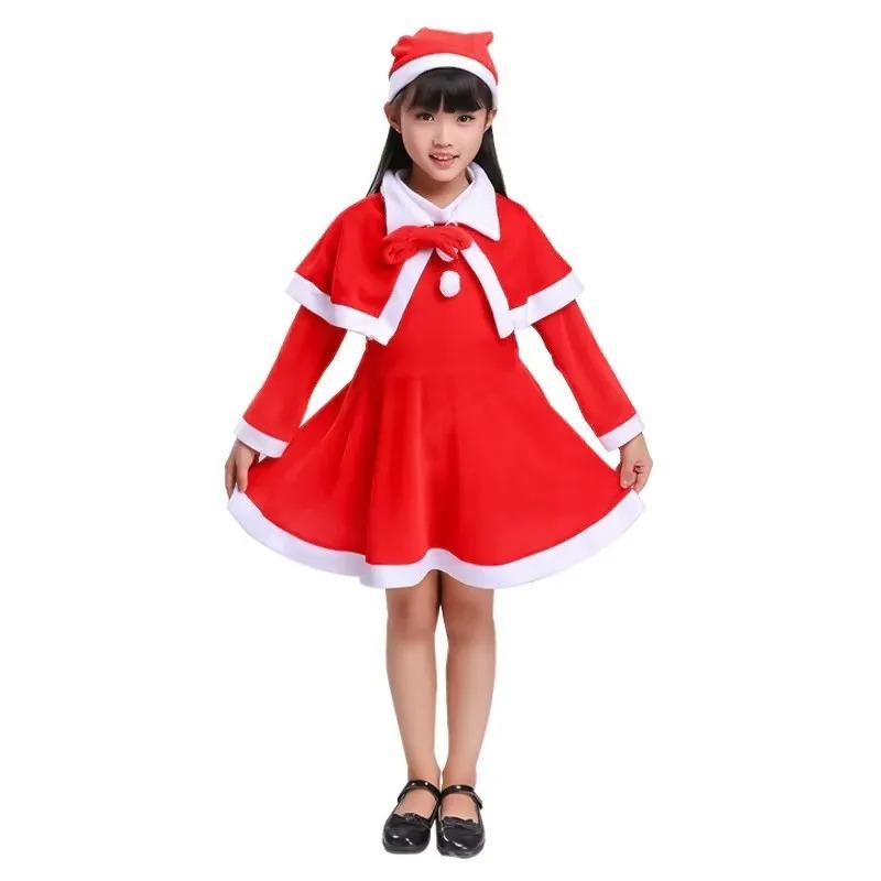 Non-Toxic Children Christmas Costumes Red Santa Claus Suit Festival Halloween Cosplay Sets Christmas Kids Clothes