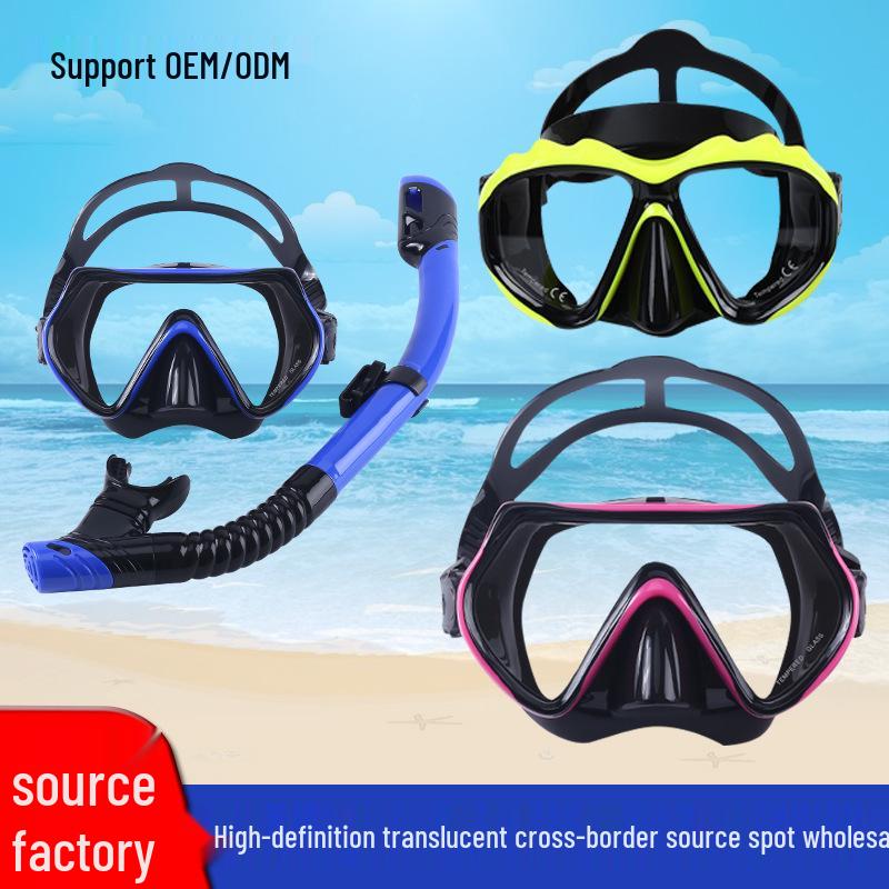 Maschera da Immersione in Silicone per Bambini e Adulti con Snorkel - Lente in Vetro Temperato HD, Montatura Grande