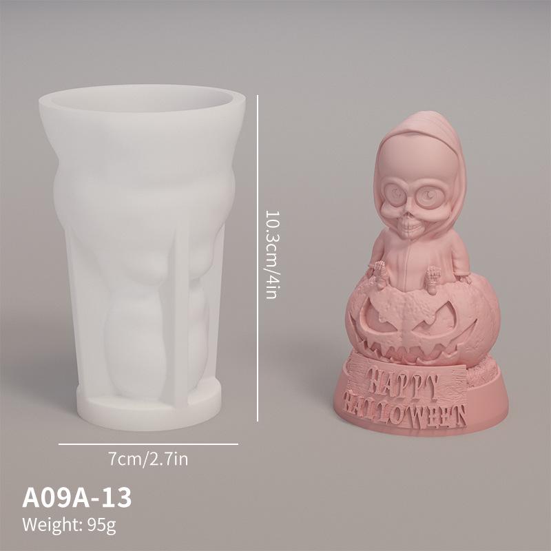 Flower & Halloween Silicone Mold: Ghost, Bat, Skull, Pumpkin for Candle & Plaster Ornaments