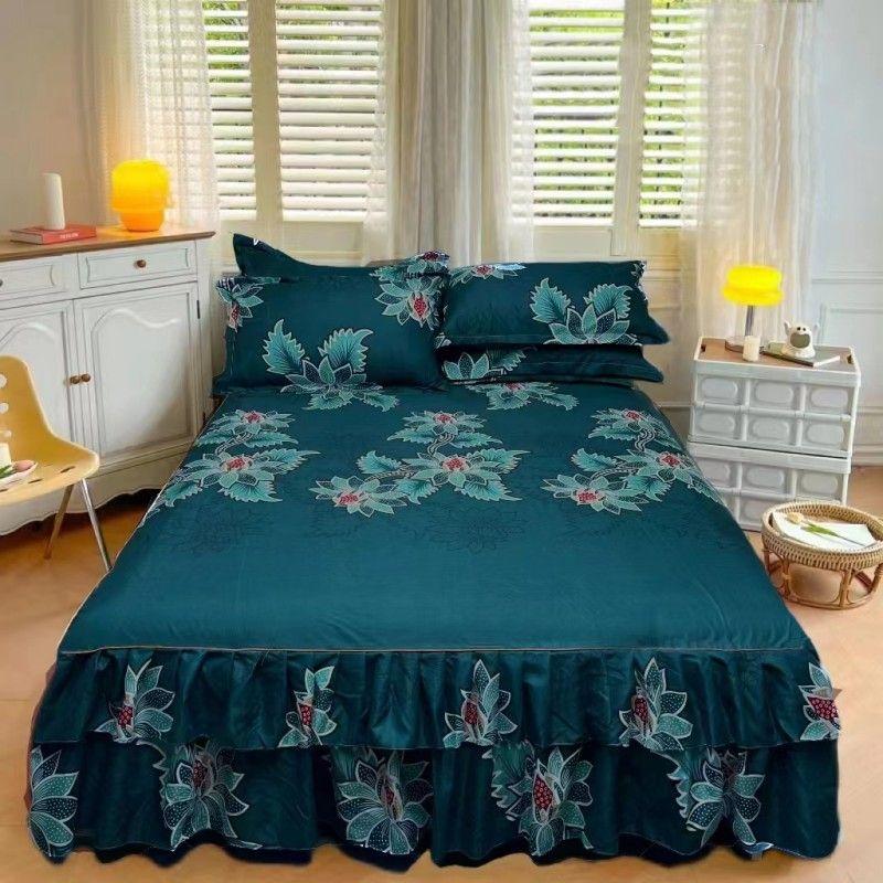 3Pcs Bed Sheet Lace Skirt Elastic Fitted Double Bedspread With Pillowcases Mattress Cover Bedding Set Elastic King Size Bedsheet