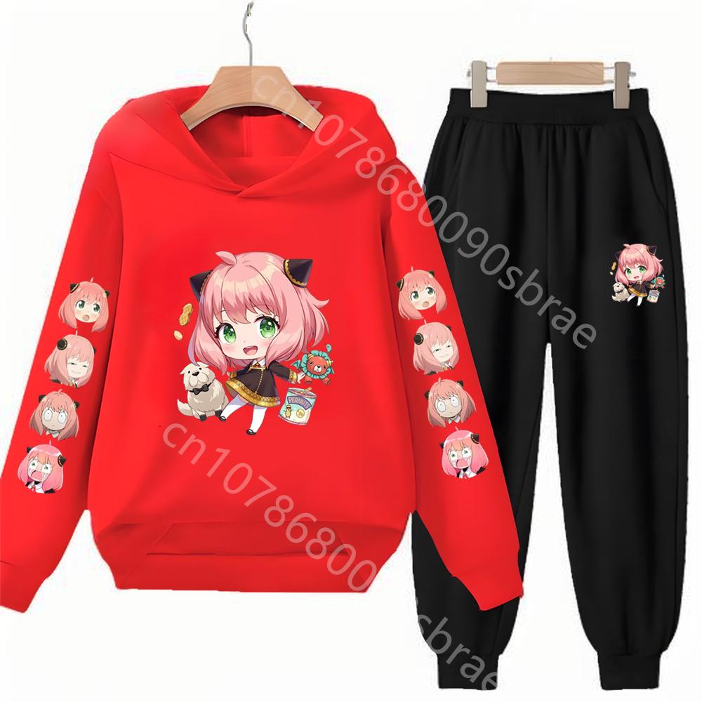 Kinder Anzug Hoodies Oberteil+Hose Mädchen pink Junge schwarz Alter 3-12 Jacke Freizeit Kleinkind Sweatshirt Anime Spy X Family Kleidung