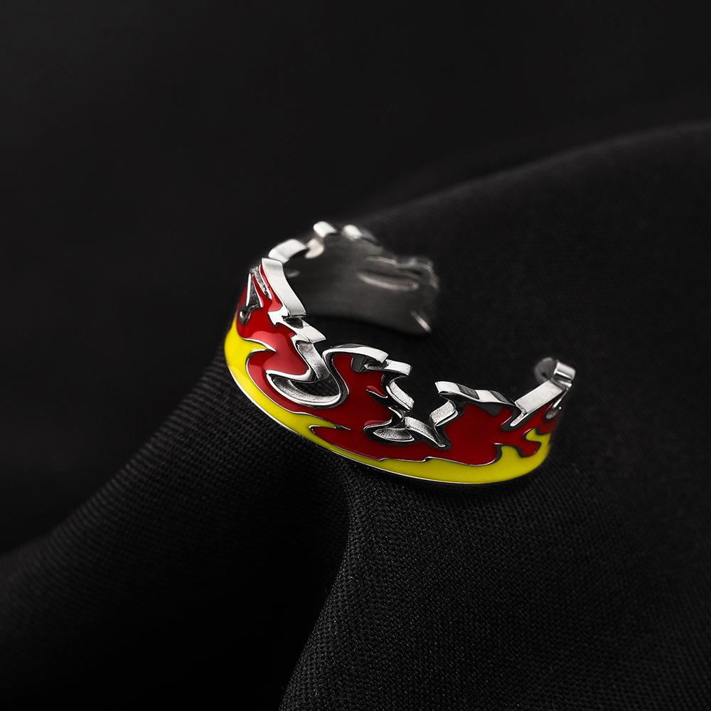 

Colorful Titanium Steel Epoxy Ring, Trendy INS Hip Hop Jewelry for Men & Women, Perfect for Couples Steel Color (Size 8)