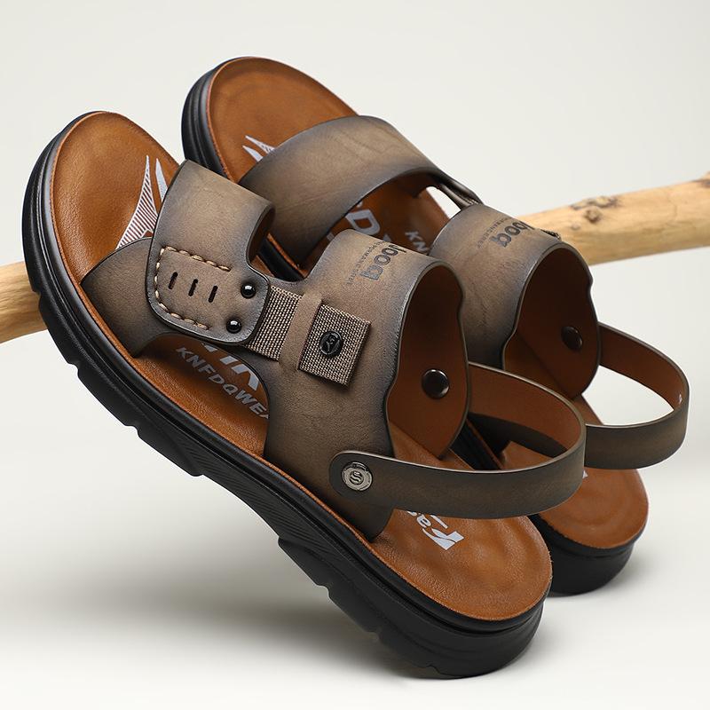 Extra Large Size Men's Shoes 45 New Leather Sandals Men's 46 Autumn Wear Cool Slippers 47 Casual Beach Shoes Trendy 48 Men's Shoes