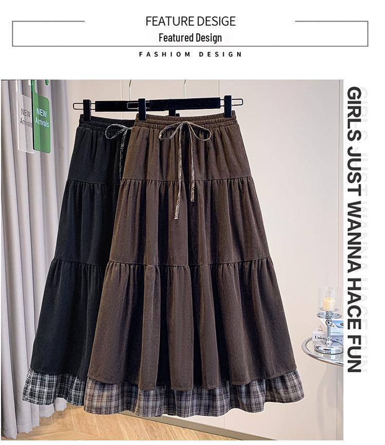 Melaleuca Pleated Plaid High-Waist Ruffle Skirt - Women's Plus Size, Autumn 2026