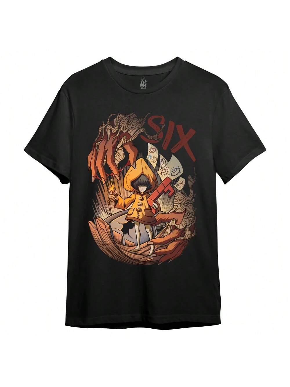 

Camiseta de algodón para mujer con personaje Six de Little Nightmares, de algodón premium, de calidad impresa, XXXXXL чёрный