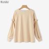 ZANZEA Women Casual Round Neck Loose Long Sleeve Spring T-Shirts