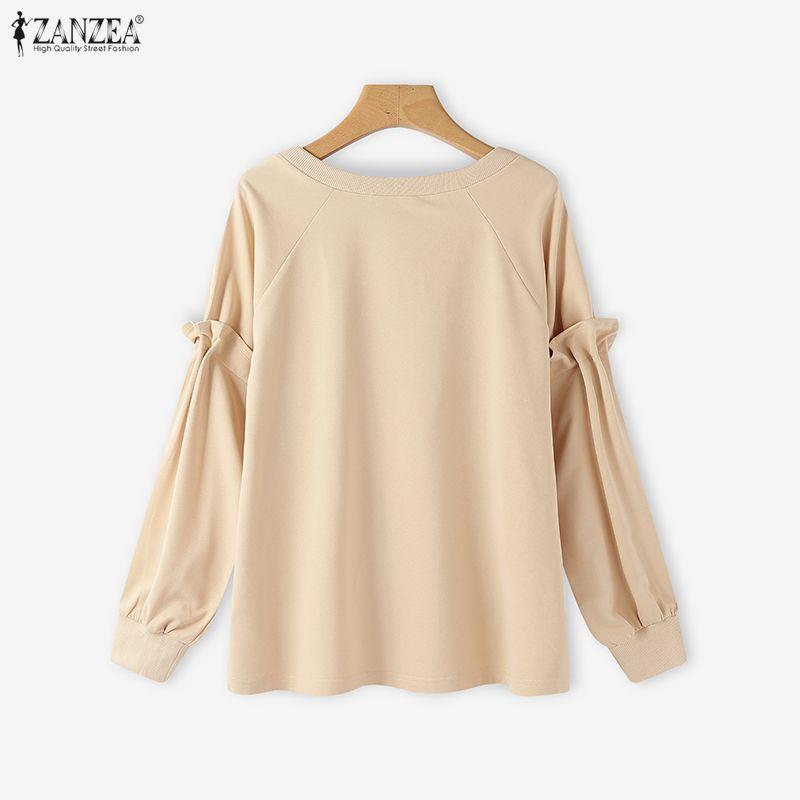 ZANZEA Women Casual Round Neck Loose Long Sleeve Spring T-Shirts
