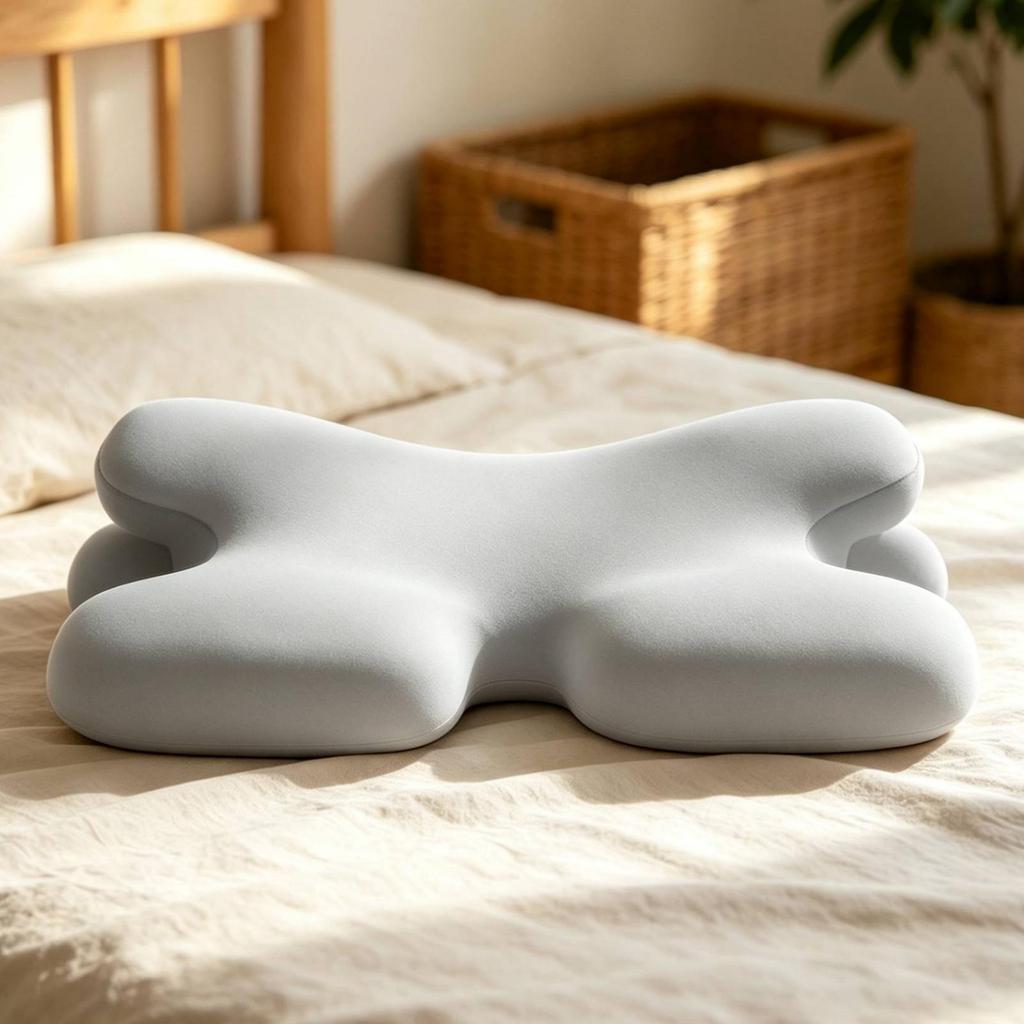 Cervical Support Pillow with Ice-Silk Cover Contoured for Bedroom, Back Sleepers