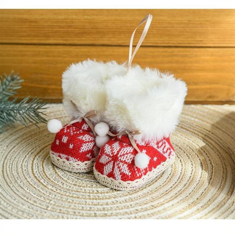 New Christmas Creative Small Ornament Red Fabric Christmas Boot Decoration Christmas Tree Ornament