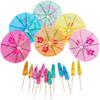 50pcs Bamboo Toothpick Mini Paper Umbrella Picks Hawaiian Fruit Picks Cake Sticks  Birthday Party