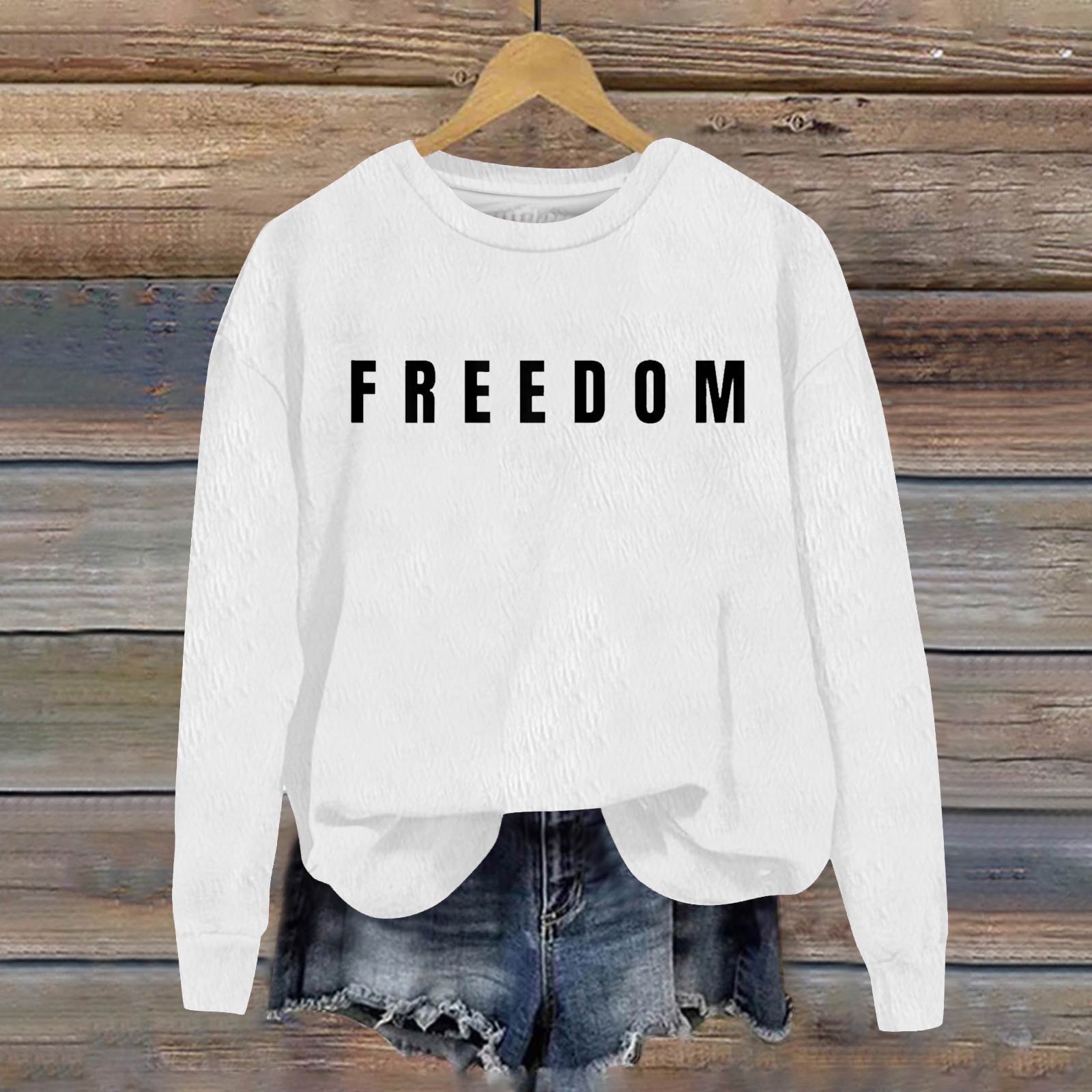 

Женский модный повседневный пуловер с длинным рукавом, принтом и круглым вырезом M белый