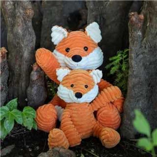 Apricot Lamb Corduroy Fox Plush Toy, Soft and Cute, Fluffy Corduroy Fox, 22cm, Suitable for Boys and Girls
