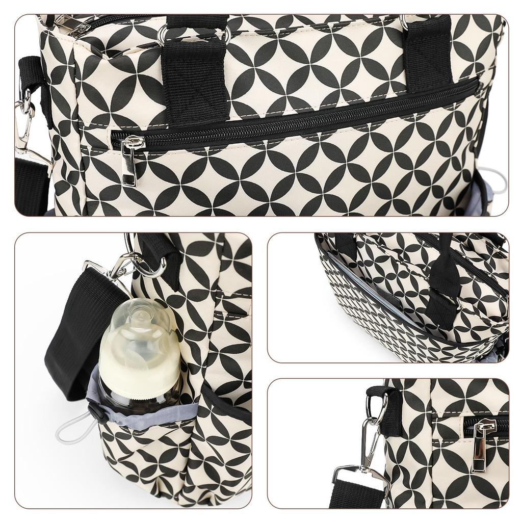 Classic Striped Mommy Bag – Large Capacity, Multi-Compartment, Wear-Resistant, with Load-Reducing Shoulder Strap for Travel