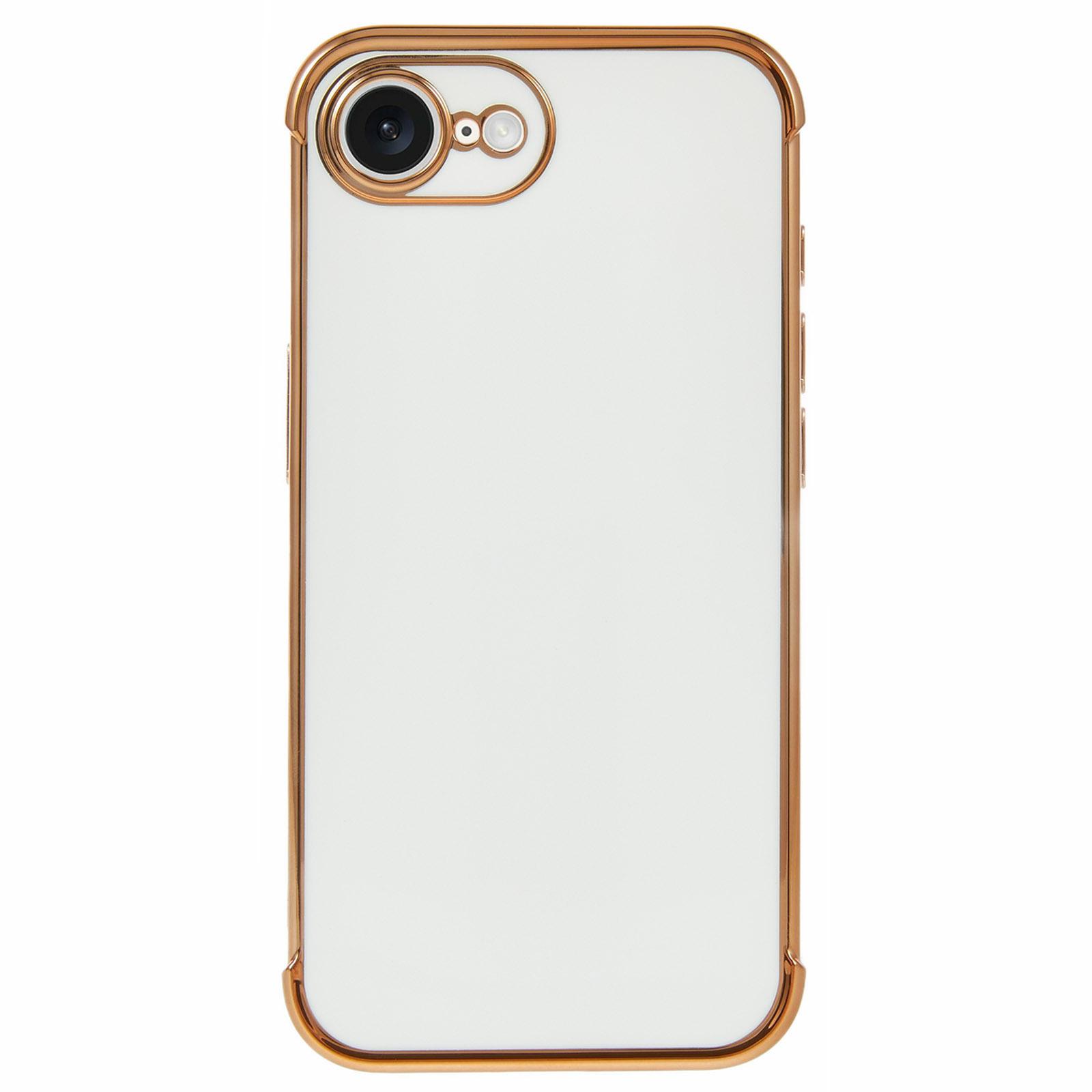 

For iPhone 16e Case Electroplated Frame TPU Soft Phone Cover Ivory White