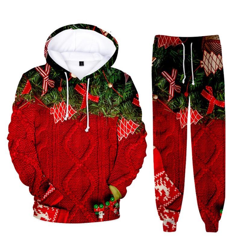 Christmas Series 3D Print Autumn Hoodies Pants Sets Men's Sweatshirts Sweatpants Two Piece Suits Outdoor Tracksuit Man Clothing