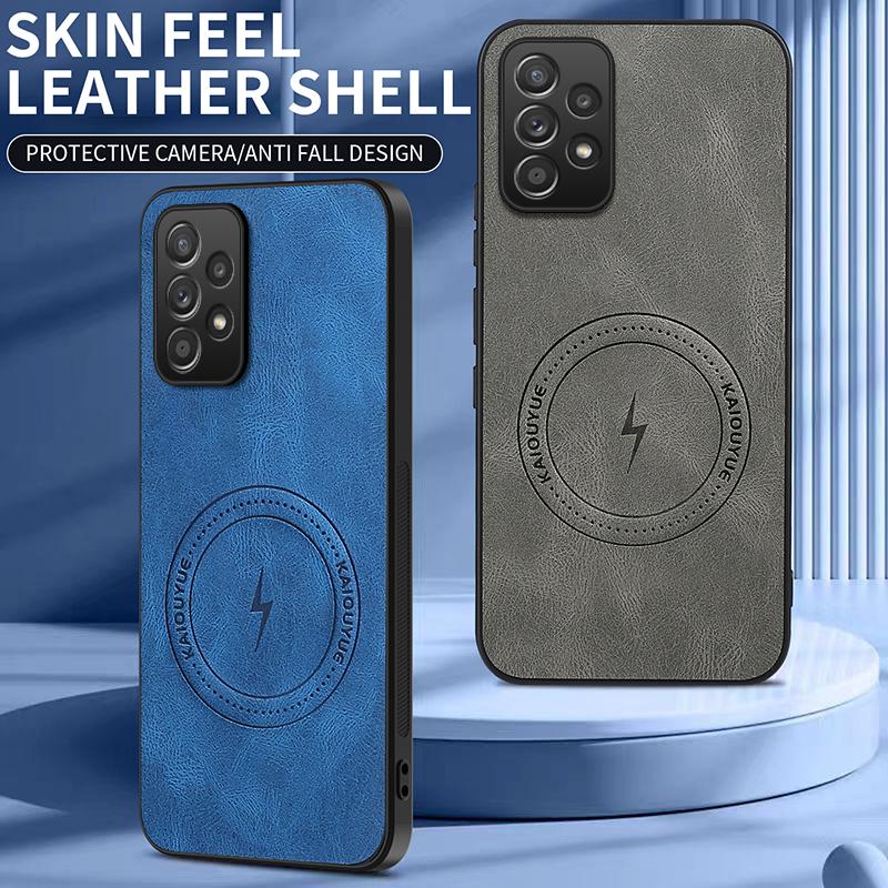 Luxury Magnetic Wireless Charge Phone Case For Samsung Galaxy A56 A55 A54 A53 A52 A52S Shockproof Matte Leather Back Cover Shell