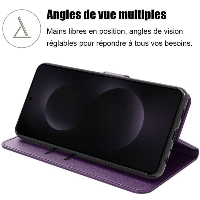 Coque de protection - BOOLING - pour Samsung Galaxy S25 Edge - Cuir PU Violet Foncé - 2 Verres Trempés - Antichoc