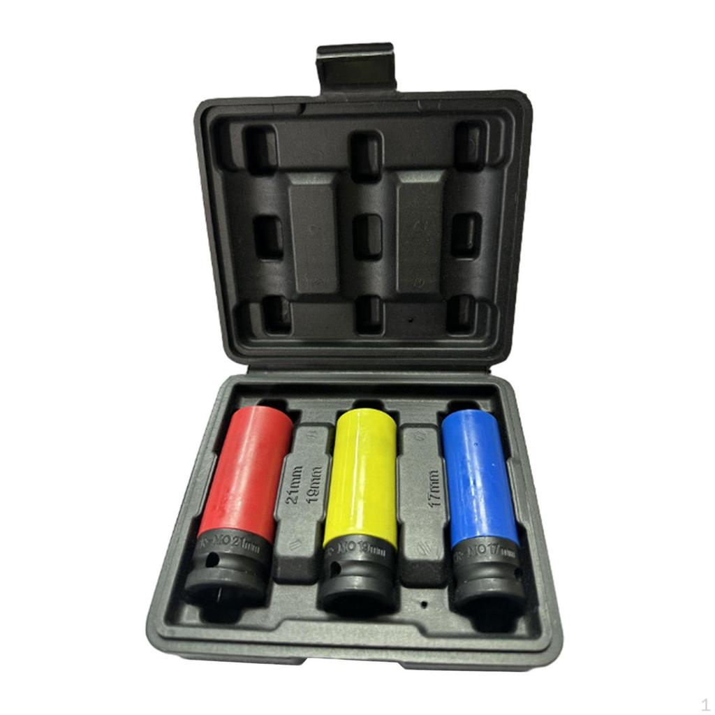 3 Pieces Socket Wrench Set, Thin Wall Deep Wheel Protector, Impact Set Mechanics Tool for