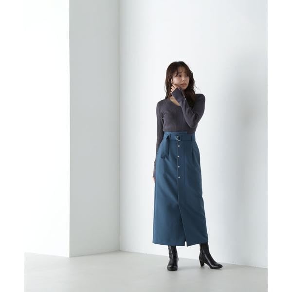 Natural Beauty Basic Eyelet Cuff Rib Knit Blue Women's Sweater,