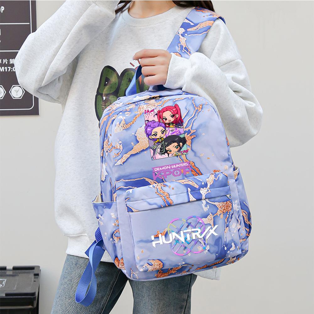 3Pcs/set Anime K-Pop Demon Hunters Printed Backpack Handbag Pencil Case for Teenager Student Bookbag Schoolbag Women Large Capacity Waterproof Bag