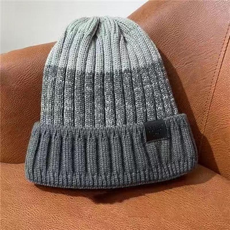 New Unisex Color Block Winter Hats Add Fur Lined Men And Women Keep Warm Beanie Cap Outdoor Streetwear Decor Winter Knitted Hats