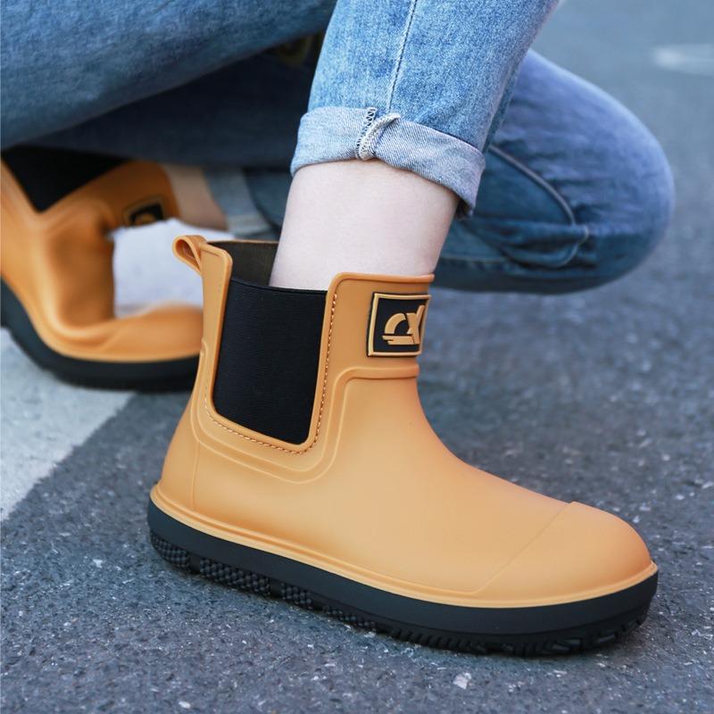 Couple Rain Shoes Women's Short Men's Rain Boots Elastic Band High-end Waterproof Glue Shoe Size Water Shoes