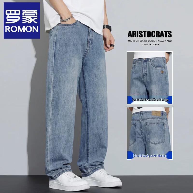 

Romons Men s Summer Tencel Loose Straight Jeans 31