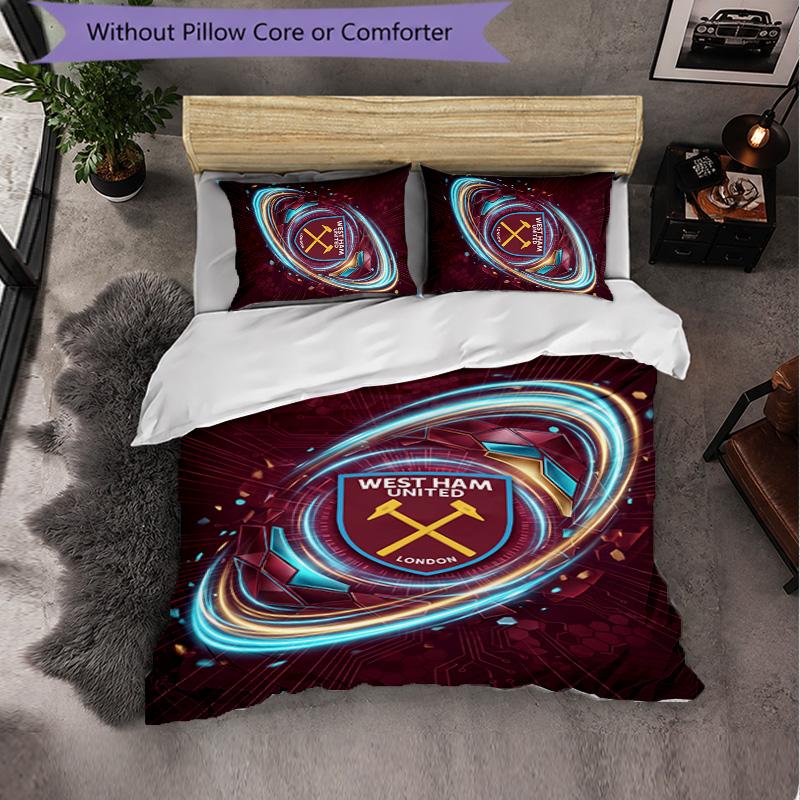 West Ham United Calcio Set Biancheria da Letto 3 Pezzi Morbido Set Copripiumino con Federe Set Decorazione Camera da Letto per la Casa