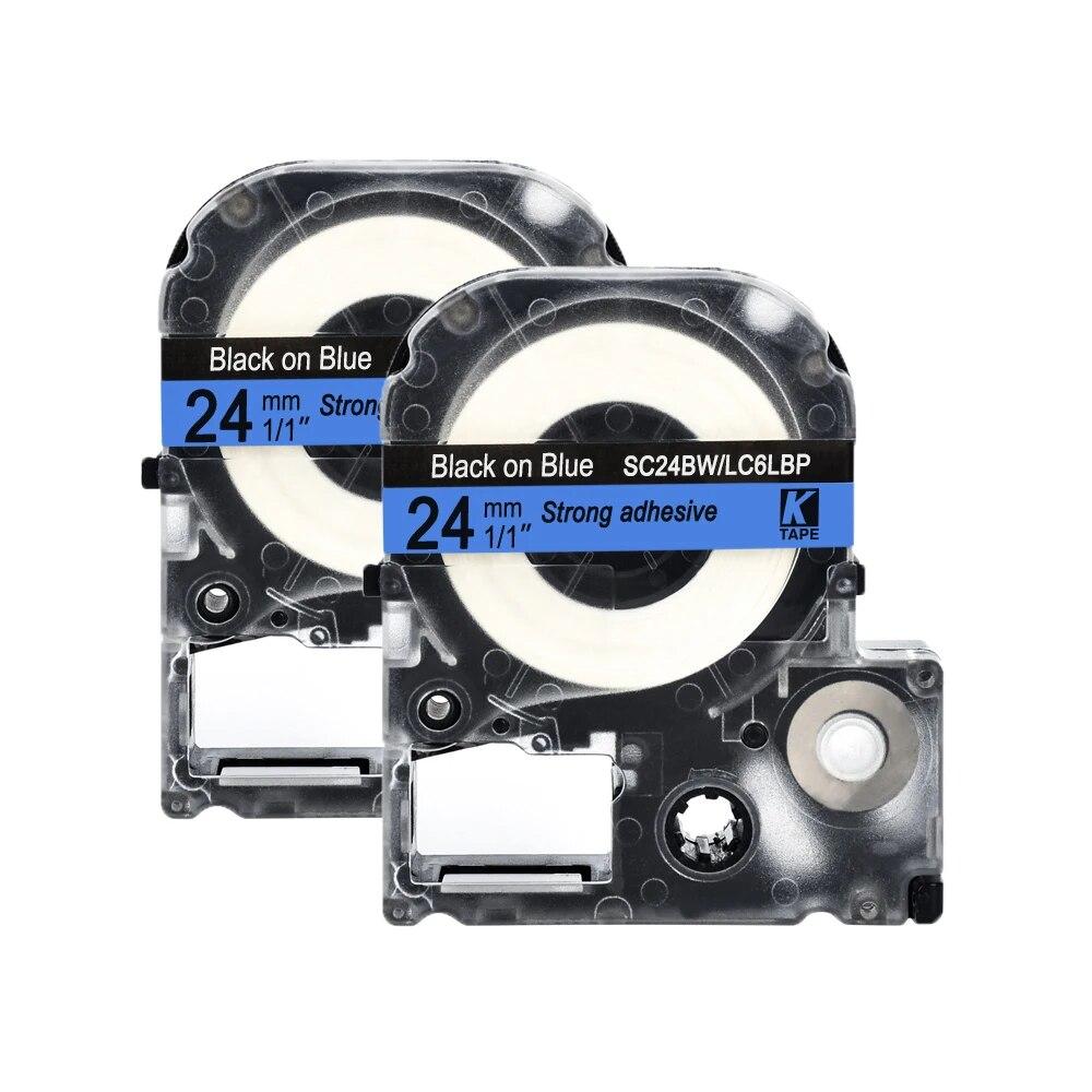2 pachete de etichete multicolore de 24 mm Bandă de etichete compatibilă Epson LC-6WBN / SS24KW SC24RW SC24BW SD24K pentru imprimanta Epson LW400 500 600