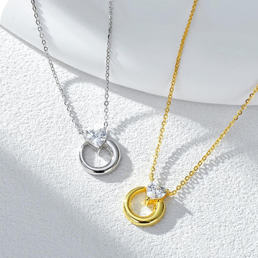 Factory 925 Sterling Silver Heart Zircon Pendant Necklaces for Women Daily Wear Silver Necklace Wedding Jewelry Gift