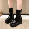 Mode Herbst Motorrad Damen Stiefeletten Street Goth Plateau Rock Chunky Heels Punk Designer Schuhe Ritter Kurze Stiefel Frau Winter