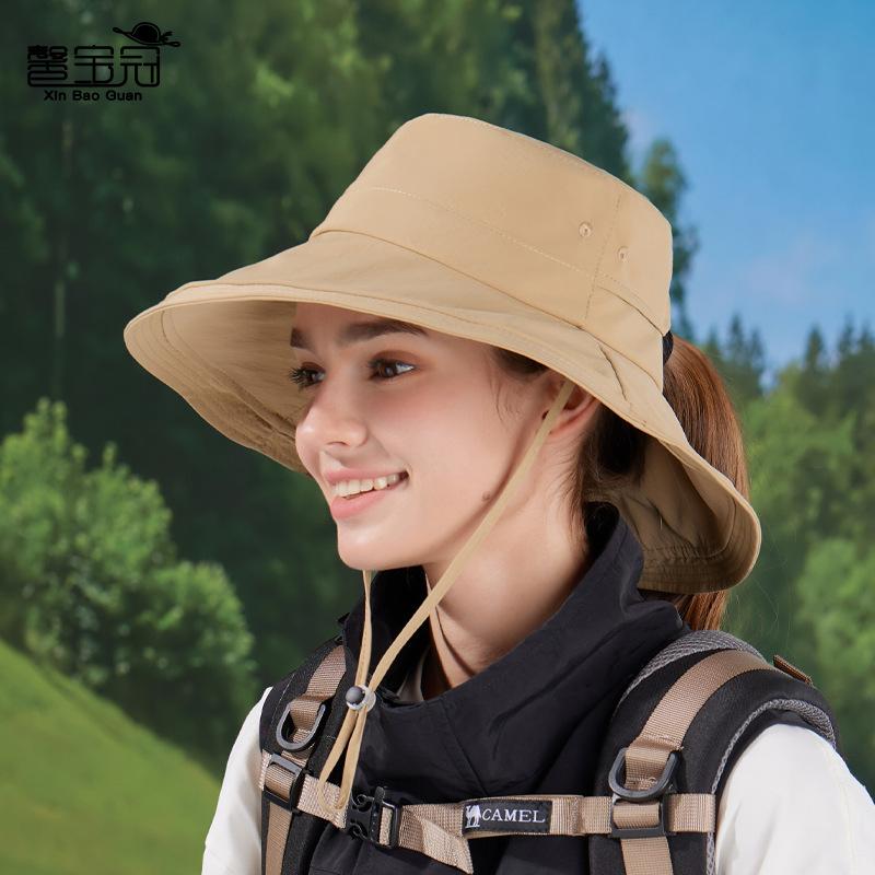 Spring and Summer Outdoor Sunscreen Hat Children Solid Color Eaves Quick-drying Waterproof Bucket Hat Men's Mountaineering Fishing Sun Hat