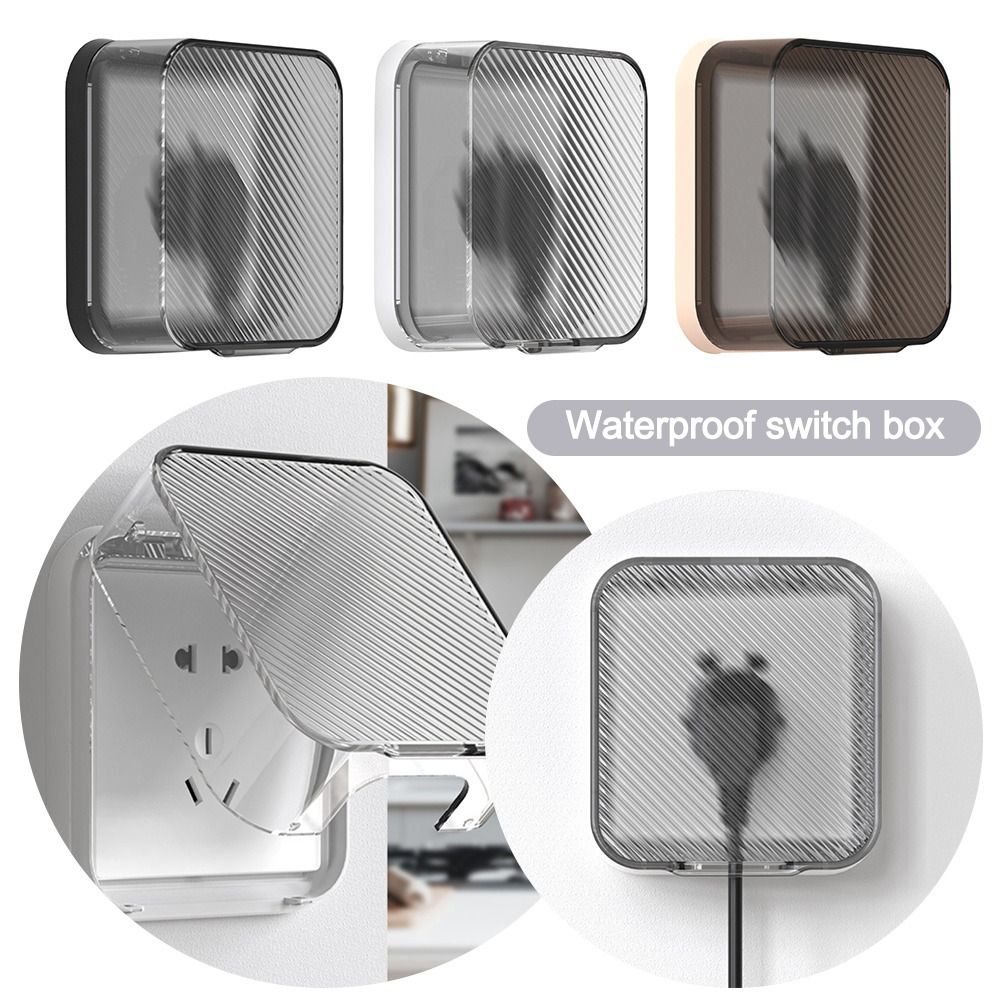 

Waterproof Switch Protective Cover Transparent Socket Protector Electric Plug Cover for Bathroom бежевий
