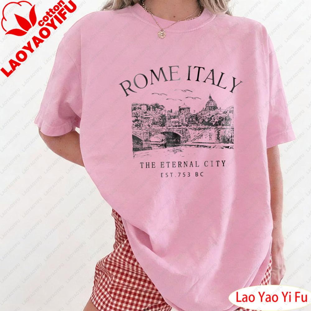 I RoUnisex Italy Shirts Italy Skyline TShirt Womens Summer Tees ROME ITALY THE ETERNAL CITY EST 753 BC Graphic Tees